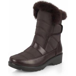 Women's Winter Snow Boots Waterproof Mid Calf Fur Lined Anti Slip, Chocolate